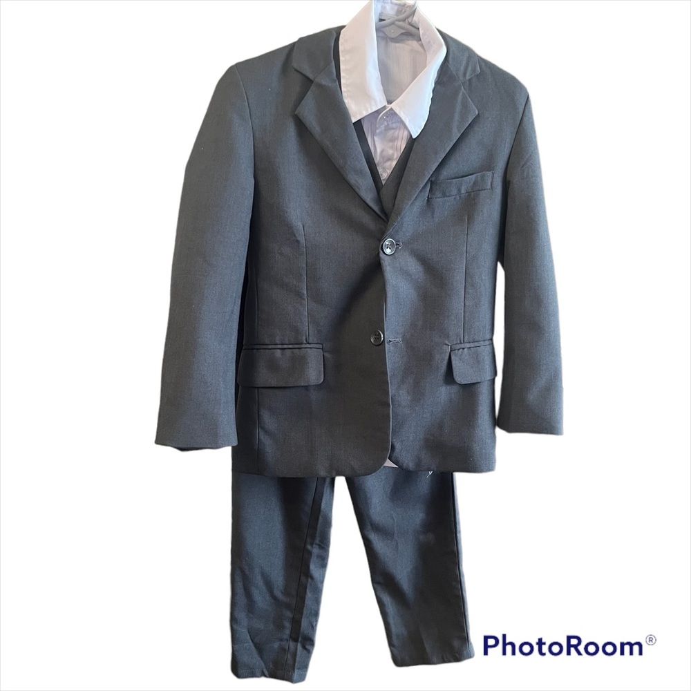 Boys 3-Piece Suit, Charcoal Grey